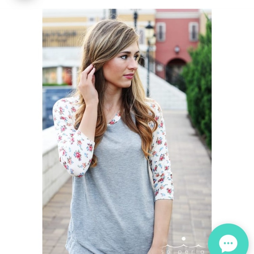 Floral baseball tee